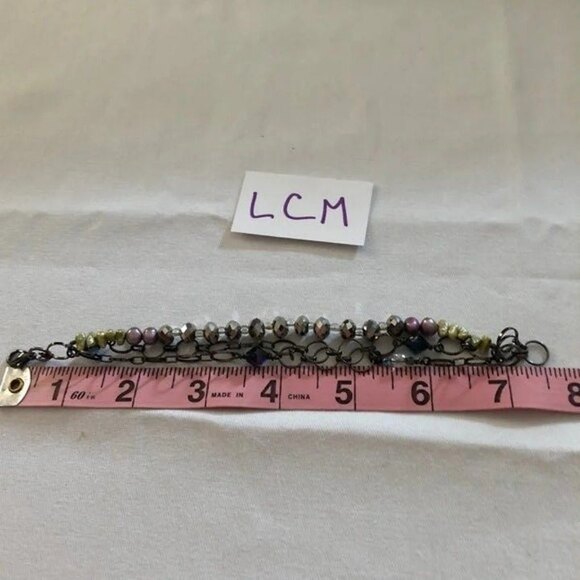 Layered Chain Link Beaded Bracelet 3 Strand - Picture 9 of 10